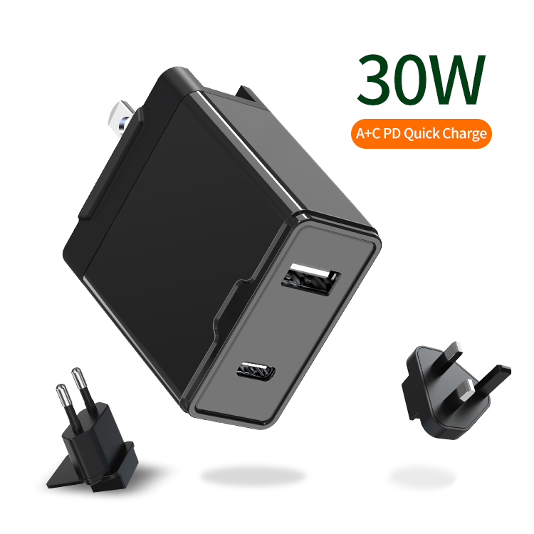 Foldable 18W PD USB C Charger& 2.4A  Wall charger 30w PD quic
